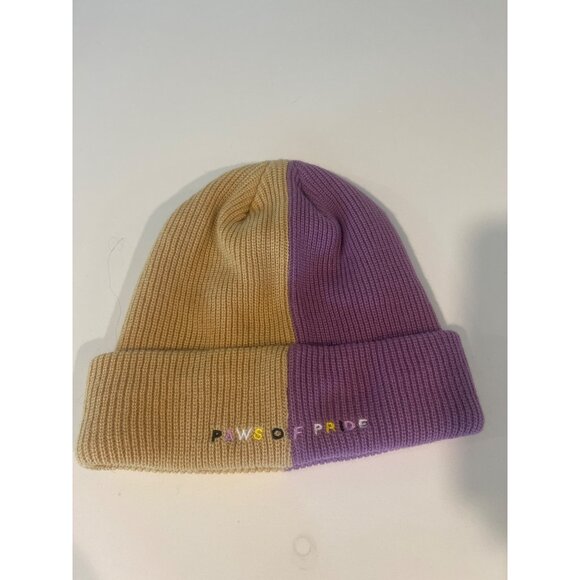 Colorblock Knit Beanie With Embroidered Paws Of Pride & Cute Ice Cream Design In - Picture 4 of 4